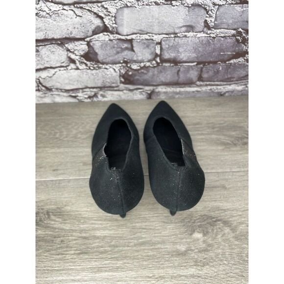Free People Black Suede Glitter Slip On Pointed Toe Heels Women Sz 39EU/8.5M US - Picture 6 of 16